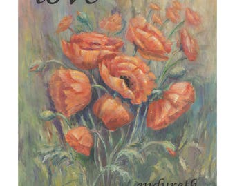 Ein Geschenk für Frau-Kunst-Druck- - Blumen-Wand-Kunst- Blumen-Kunst-Wildblumen Kunstdruck- Mohnblumenstrauß Kunstdruck-