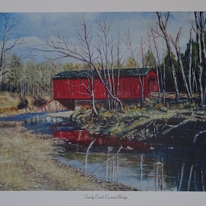 A Landscape Print-Sandy Creek Covered Bridge Print-Landscape Wall Art-Rustic Wall Art-Covered Bridge Print-Giclee Print-Scenery Giclee Print