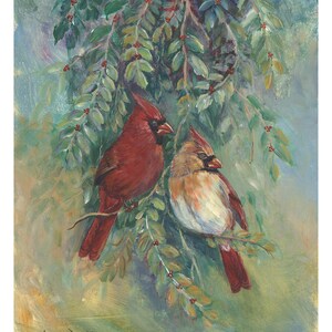 cardinal art prints- bird giclee art prints- wall art- bird art prints- red bird art - cardinal wall decor