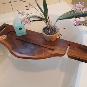 Live edge bath caddy walnut image 9