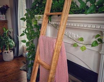 Blanket  / Towel ladder rack in solid black walnut