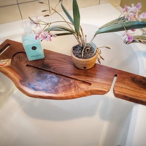 Live edge bath caddy walnut