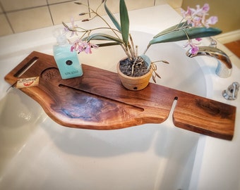 Live edge bath caddy walnut