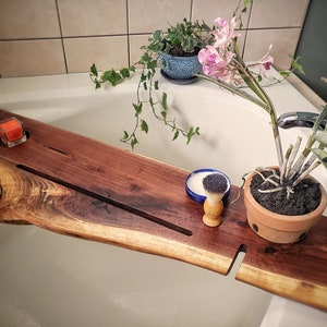 Live edge bath caddy walnut image 2