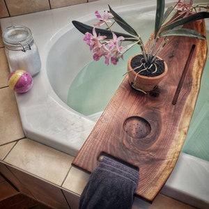 Live edge walnut bath caddy image 2