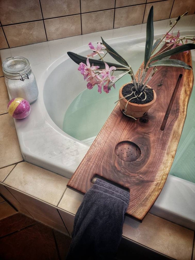 Live edge walnut bath caddy image 2