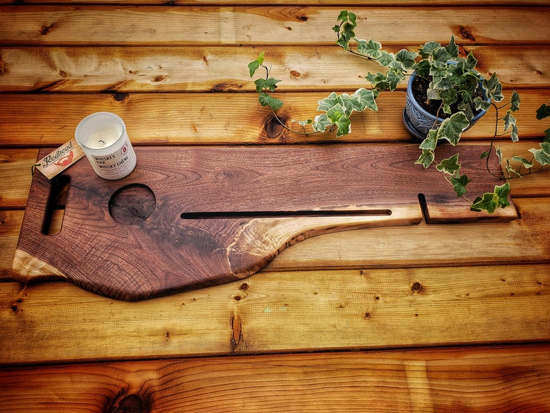 Live edge bath caddy walnut image 5