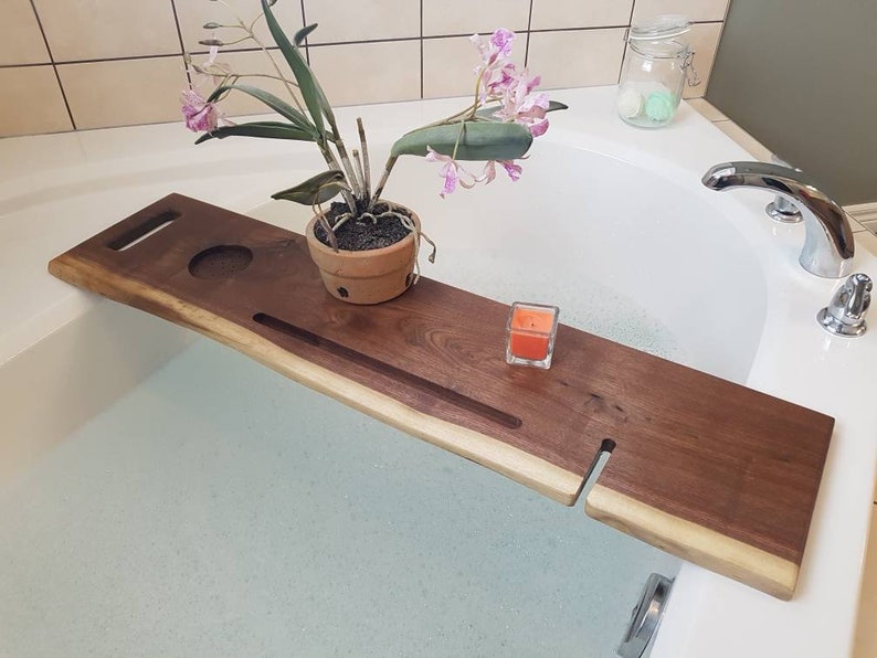 Live edge walnut bath caddy image 3