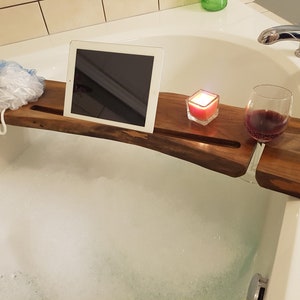 Live edge bath caddy walnut image 8