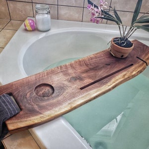 Live edge walnut bath caddy image 4