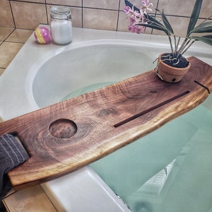 Live edge bath caddy walnut image 3