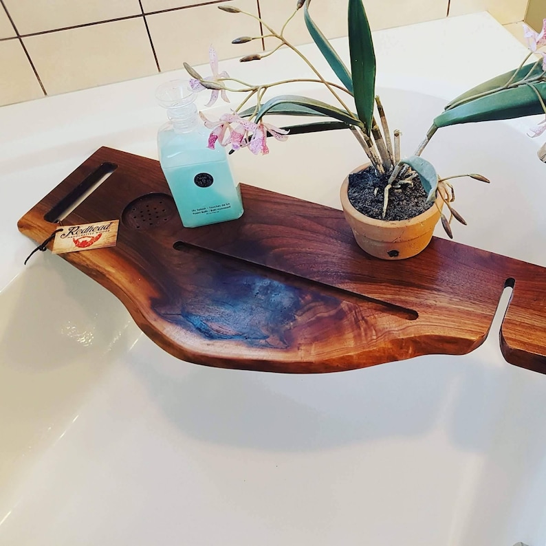 Live edge walnut bath caddy image 1