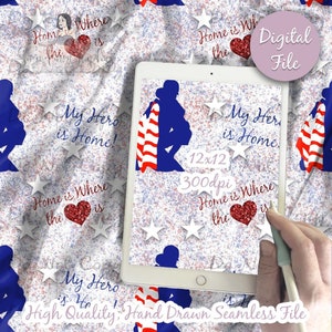 Military Homecoming Seamless Design Pattern / Soldier, marine, service member, pattern for fabric and scrapbooking paper