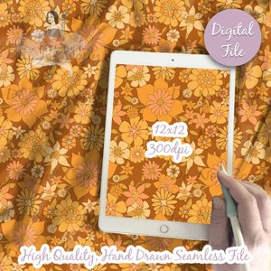 Vintage Flowers Texture Seamless Design Pattern, 70s Fall Autumn Floral antique Pattern, Digital Sublimation Printable Scrapbook