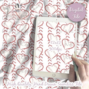 Baseball Stripes Hearts Digital Paper, Seamless Pattern, Baseball Fabric instant download, Personal Use, Play Ball Digital Scrapbook Paper