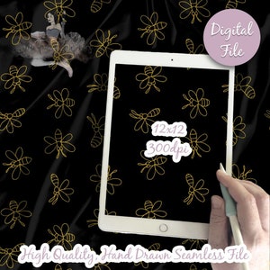 Bees Digital Paper, Seamless Bugs Bumble Bee Pattern, Fabric Download, Nature Honeycomb Digital Printable Scrapbook paper