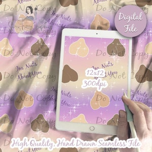 Nuts About You Digital Paper - Adult Seamless Valentine Pattern, Funny Fabric, Printable Scrapbook paper download