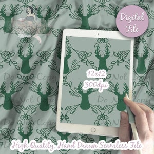 Deer Print Seamless Pattern, Manly Hunting Forest Animal digital printable scrapbook paper instant download