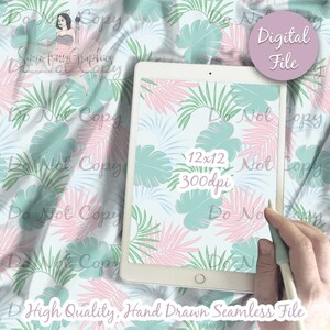 Palm Branches Digital Paper - Seamless Summer Pattern, Custom Tropical Fabric, Printable Scrapbook paper instant download