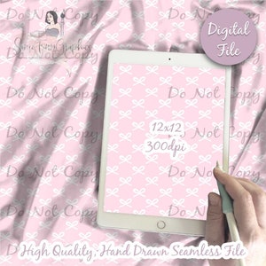 Bows Digital Paper - Seamless Pink Bows Pattern, Custom Bow Fabric, Printable Scrapbook paper instant download