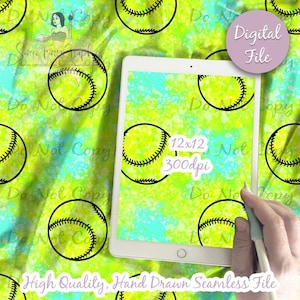 Softball Neons Digital Paper, Seamless Pattern, Softball heart Fabric instant download, Splatter, Play Ball Digital Scrapbook Paper