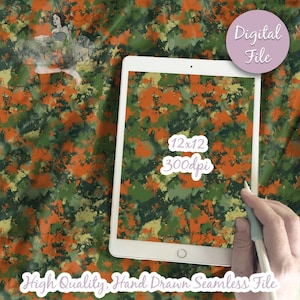 Green and Orange Camo Texture Seamless Design Pattern / Forrest Distressed Plaid pattern for fabric scrapbooking paper