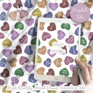 ANTI valentines day Conversational Hearts Digital Paper - Seamless Pattern, Heart Valentine Fabric, Printable Scrapbook paper download