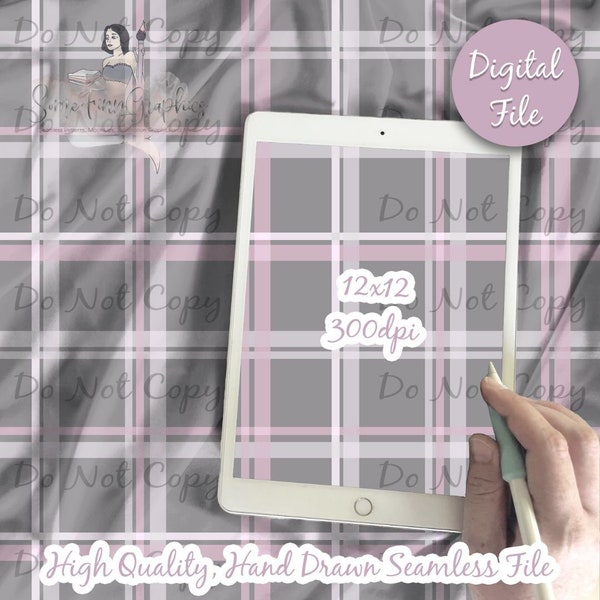 Pale Seamless Design Pattern / Muted Plaid pattern, Pink Gray for fabric scrapbooking paper