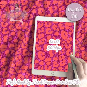 Pink Leopard Cheetah Print Digital Paper, Seamless Valentines Day Pattern for fabric and scrapbook paper, abstract cheetah print