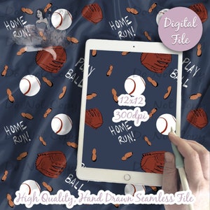 Baseball Digital Paper, Seamless Pattern, Baseball Fabric instant download, Play Ball Illustrated Digital Scrapbook Paper