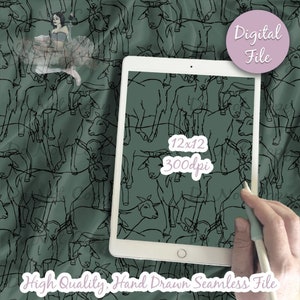 Goat Seamless Pattern, goats sketchy farm animal stripes, outline digital printable scrapbook paper instant download