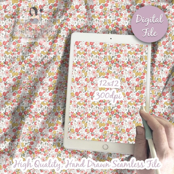 Papier numérique floral transparent 12 x 12 | Tissu motif pastel Télécharger | Arrière-plan imprimable de scrapbooking d'automne | Automne