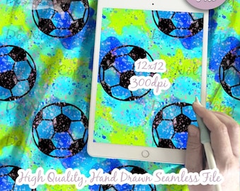 Soccer Neon Splatter Digital Paper, Seamless Pattern, Soccer Fabric download, Sports Illustrated Digital Scrapbook Paper