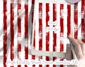 Papel digital de rayas rojas desgastadas: patrón sin costuras del 4 de julio, tela con bandera, papel imprimible para álbumes de recortes.