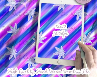 Patrón sin costuras de hoja de marihuana en acuarela, diseño para álbumes de recortes (descarga digital)