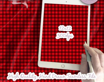 May include: A digital file of a red and black buffalo plaid pattern. The pattern is seamless and can be used for a variety of projects. The file is 12x12 inches and 300 dpi.