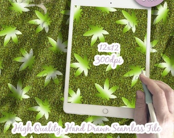 Patrón sin costuras de hoja de marihuana en acuarela, diseño para adultos (descarga digital)