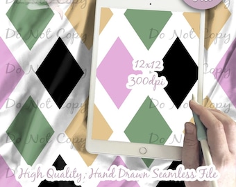 Diamonds Colorful Digital Paper - Seamless Pattern, Checkered Fabric, Printable Scrapbook paper download