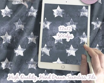 May include: A digital seamless pattern featuring white stars on a dark blue background. The pattern is 12 inches by 12 inches and 300 dpi. The text "Do Not Copy" is repeated throughout the pattern.