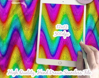 May include: A digital file of a seamless pattern with a rainbow wavy design. The pattern is 12x12 inches and 300 dpi. The text "Digital File" is in a pink circle in the upper right corner of the image.