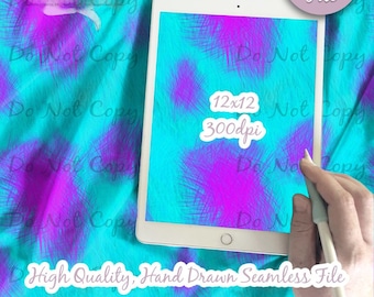 Monsters Fur Seamless 12x12 Digital Paper | Fabric Inc Pattern Download | Printable Monster Texture Scrapbook Background | Purple and Blue