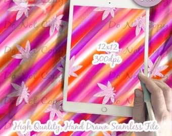 Patrón sin costuras de hoja de marihuana en acuarela, diseño para adultos (descarga digital PNG)