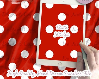 Polka Dots Texture Seamless Design Pattern / Mouse Dress / Red and White polka dots Texture Pattern for fabric scrapbooking paper
