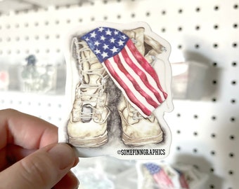 Military Sticker, Military Stickers for Yeti, United States Stickers, Patriotic Stickers, Military Boots watercolor decal, Memorial sticker