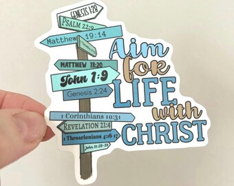 Life With Christ Sticker, Vinyl Sticker for Water Bottle, trending stickers, Christian sticker for laptop, stickers for cups, sticker book