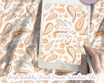 Design de padrão sem emendas com textura Paisley retrô / Textura de cachecol para tecido ou papel de scrapbooking