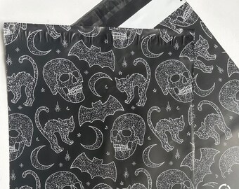 Halloween Poly Mailers, Black Polymailer, Spooky Mail, Halloween Polymailer, Eco Friendly Mailers, Shipping Bags, 10x13 polymailers, Skull
