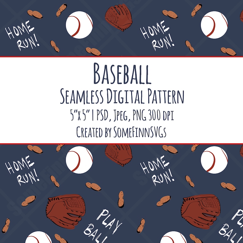 Baseball Digital Paper Seamless Pattern Baseball Fabric | Etsy