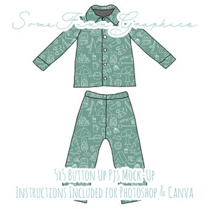Pajamas Mock-Up / Pjs Mock Up / Two piece long sleeve Digital Mock up clothing shirt kids baby / Photoshop and PNG / Instructions Included