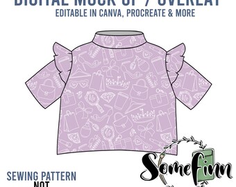 Mock Neck Flutter Crop Top Mock-Up / Crop Top Mock Up / Crop Tee Digital Mock up per abbigliamento / PNG